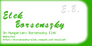 elek borsenszky business card